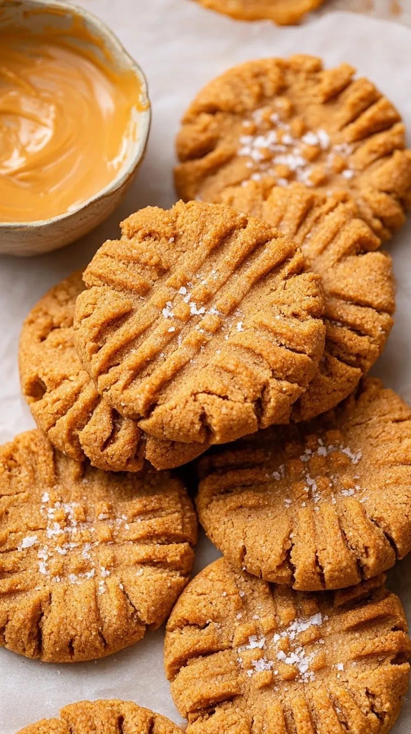 A tray of golden brown peanut butter cookies with a classic fork criss-cross pattern.