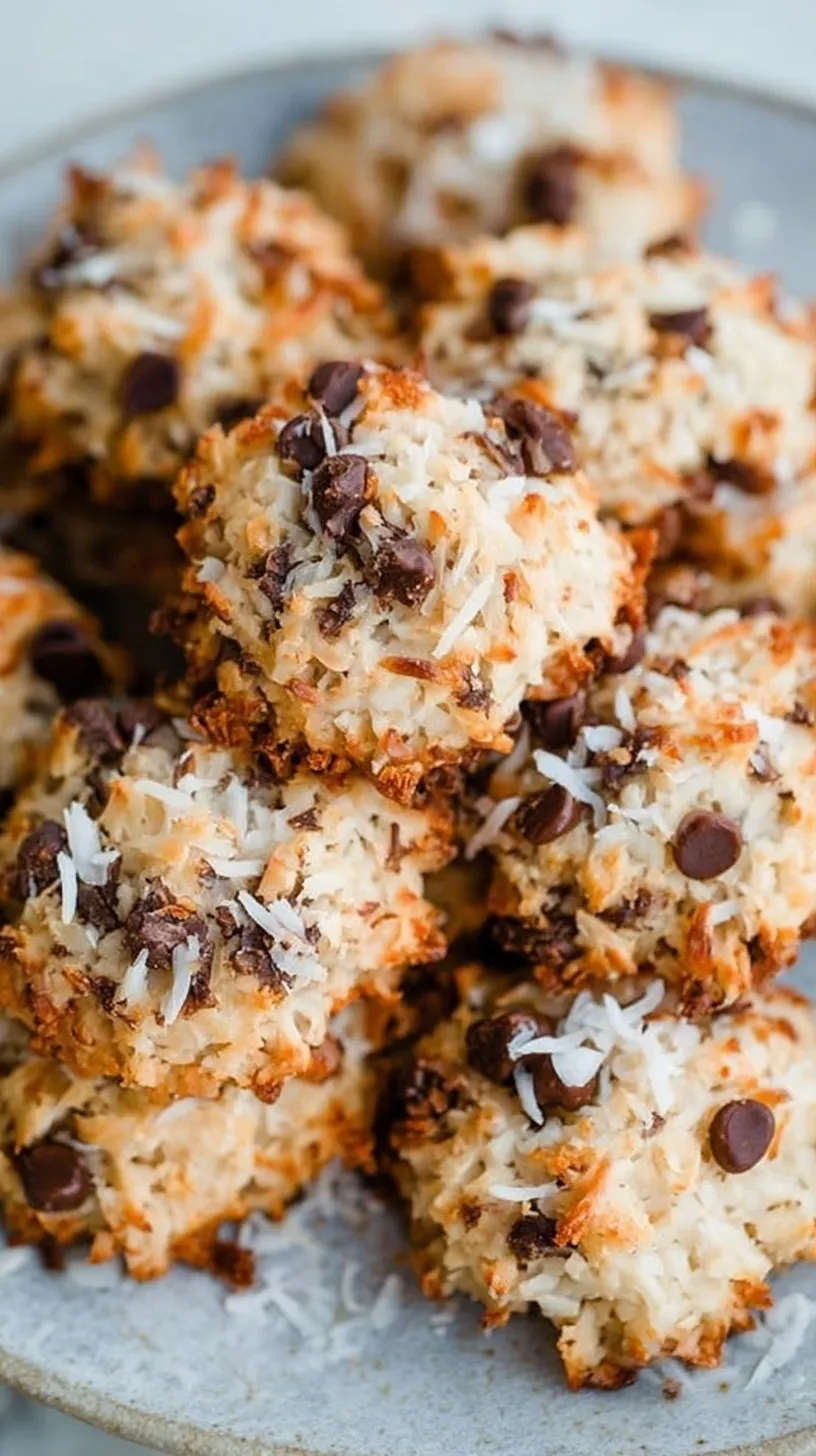 A tray of golden brown almond coconut cookies with whole almonds pressed into the center.