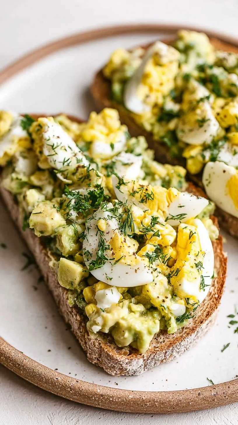 A bowl of creamy green avocado egg salad garnished with fresh chives