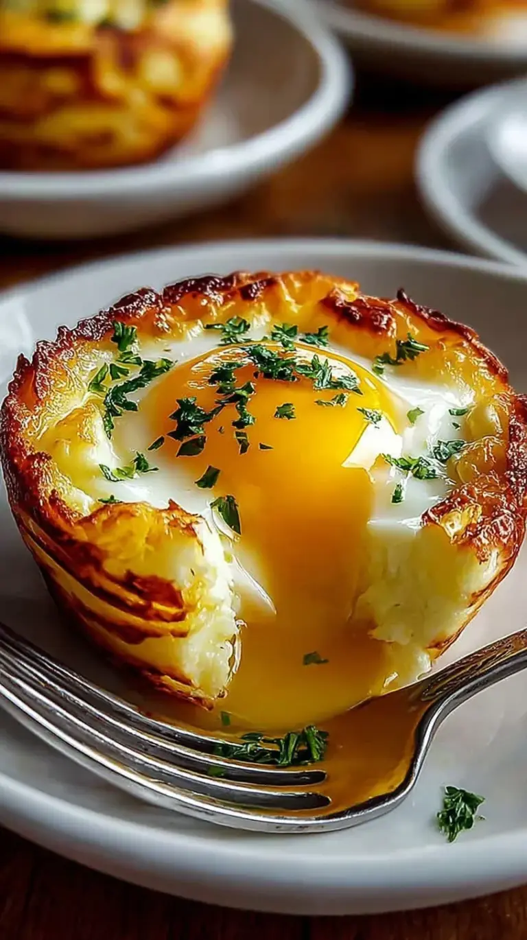 A golden brown dish of baked cottage cheese eggs topped with chives.
