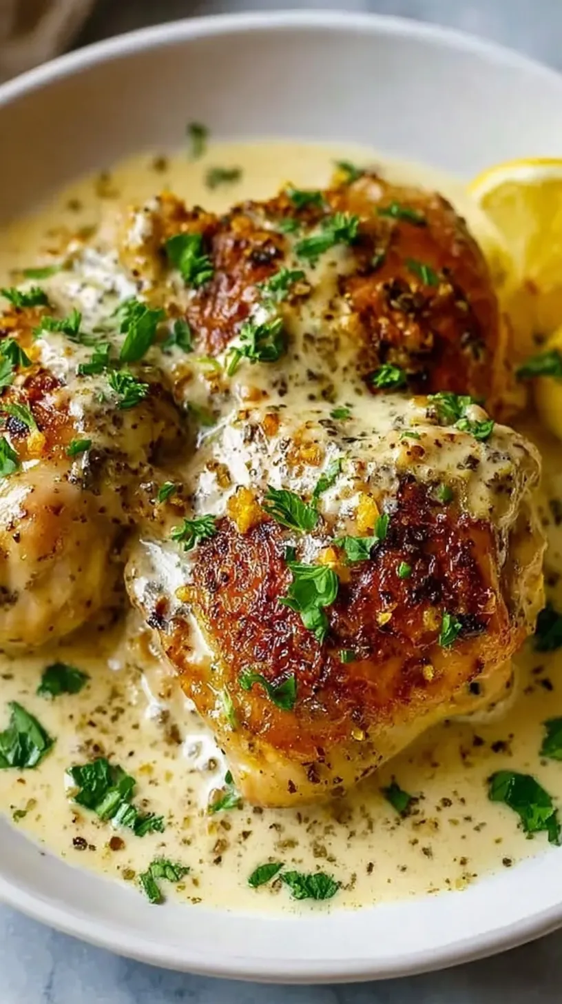 Golden baked chicken breasts coated in a creamy Greek yogurt and Parmesan topping.