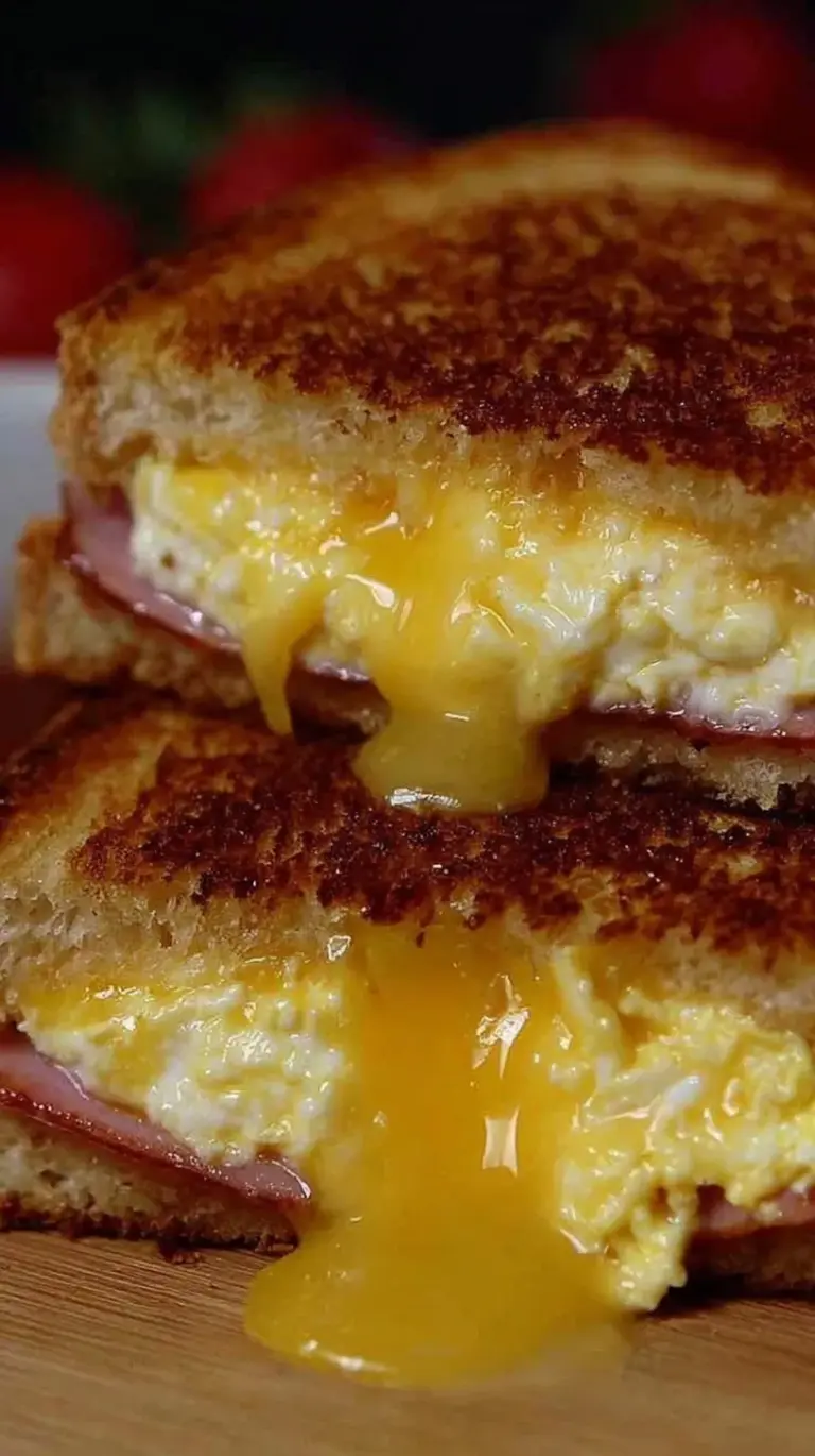A toasted high protein grilled cheese sandwich with melted cheddar and smoked turkey on sprouted bread.