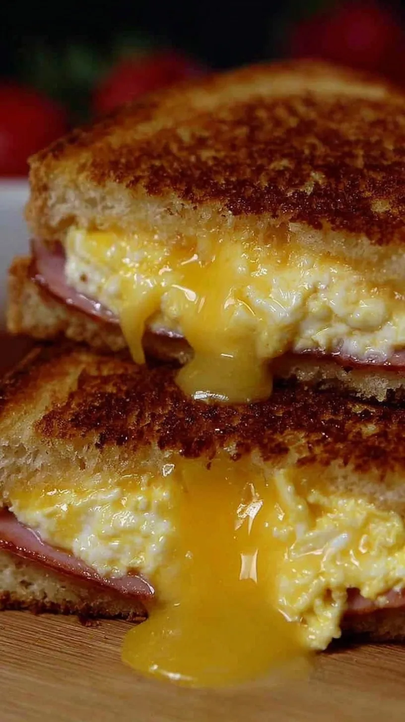 A toasted high protein grilled cheese sandwich with melted cheddar and smoked turkey on sprouted bread.