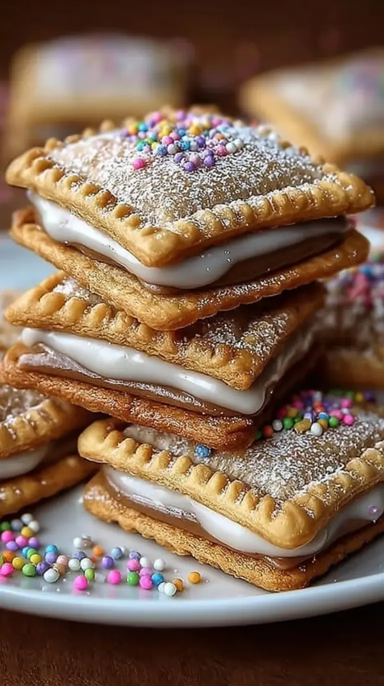 A close up shot of a warm brown sugar pop tart cookie with white glaze and cinnamon drizzle.