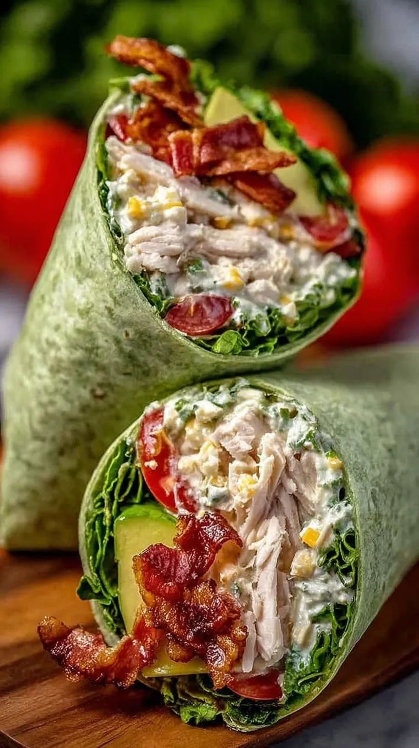 Four California Club Wraps sliced diagonally showing turkey, bacon, and avocado layers
