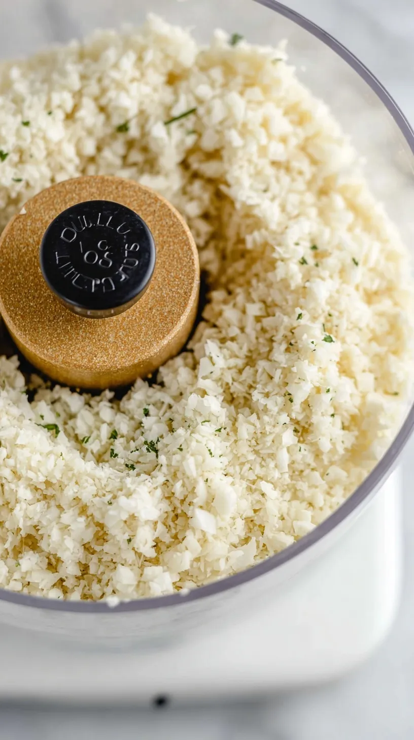A skillet filled with freshly sautéed, fluffy cauliflower rice seasoned with salt and pepper.