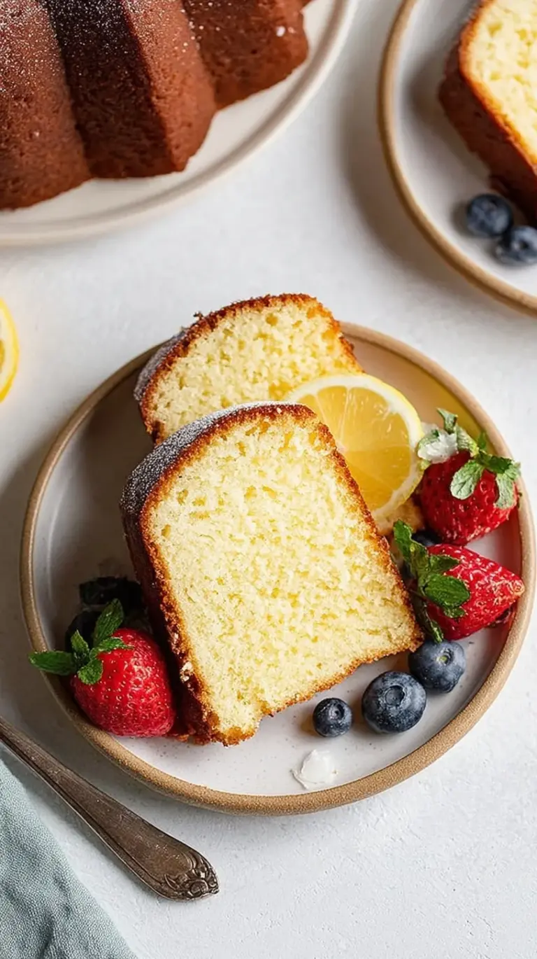 A golden brown classic homemade pound cake on a wire rack with a tender crumb.