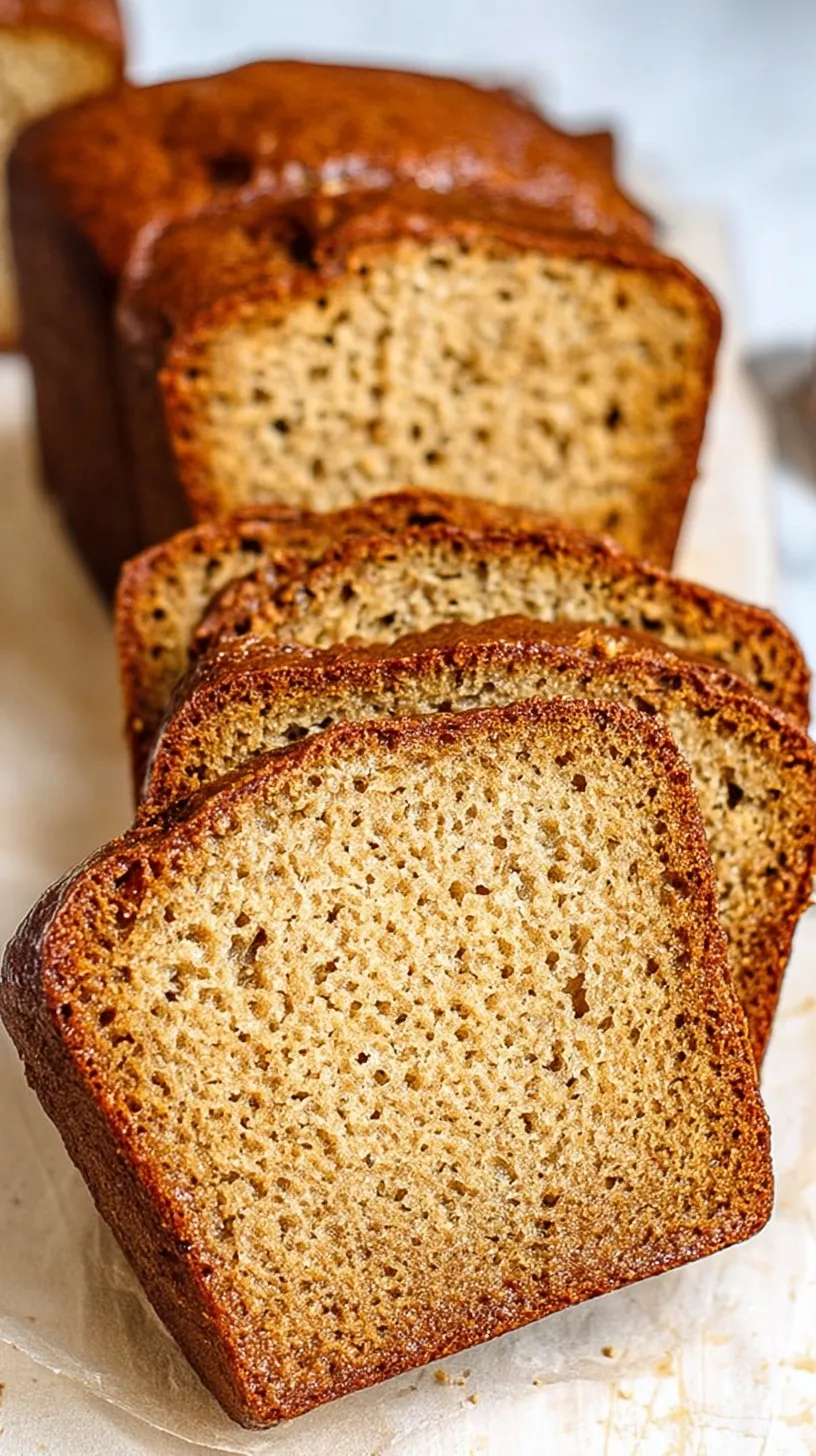 A golden loaf of sliced Cottage Cheese Banana Bread on a wooden cooling rack with fresh bananas nearby.