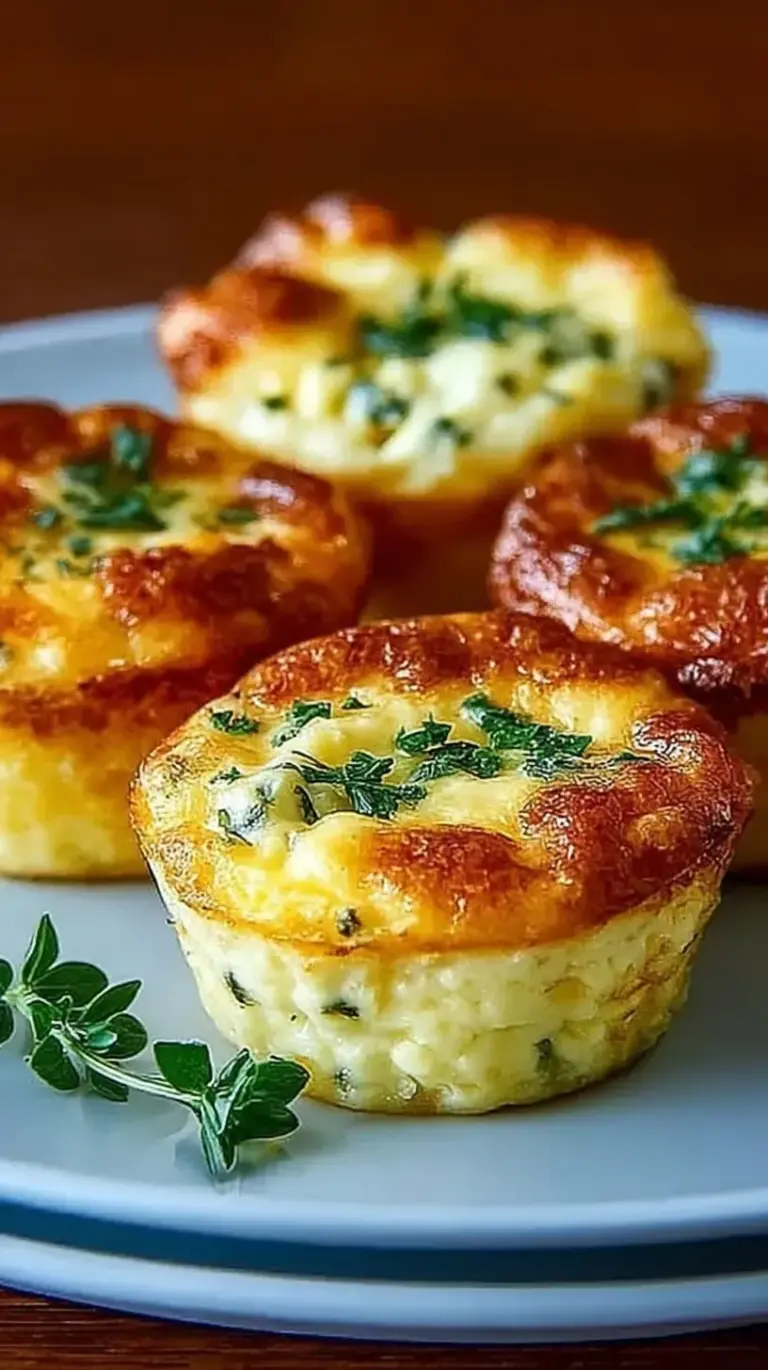 Golden brown egg bites with green spinach and melted cheese in a muffin tin.