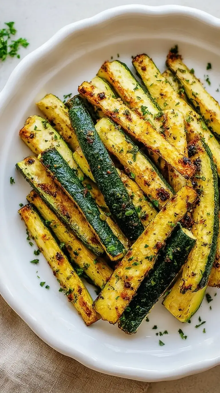 Golden brown roasted zucchini rounds on a baking sheet sprinkled with parmesan cheese.
