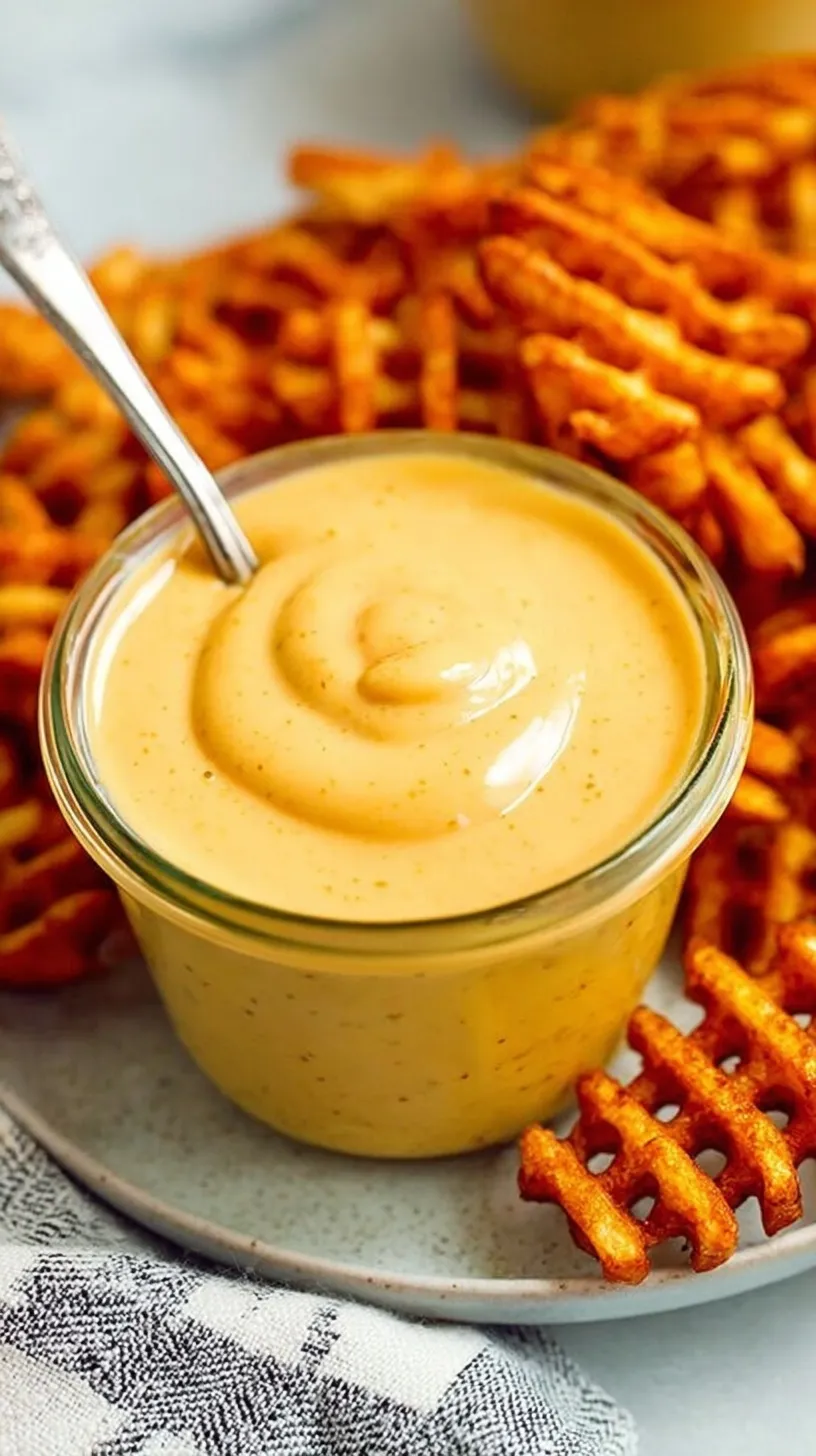 A small white bowl filled with creamy orange Healthy Chick-Fil-A Sauce next to fresh vegetables.