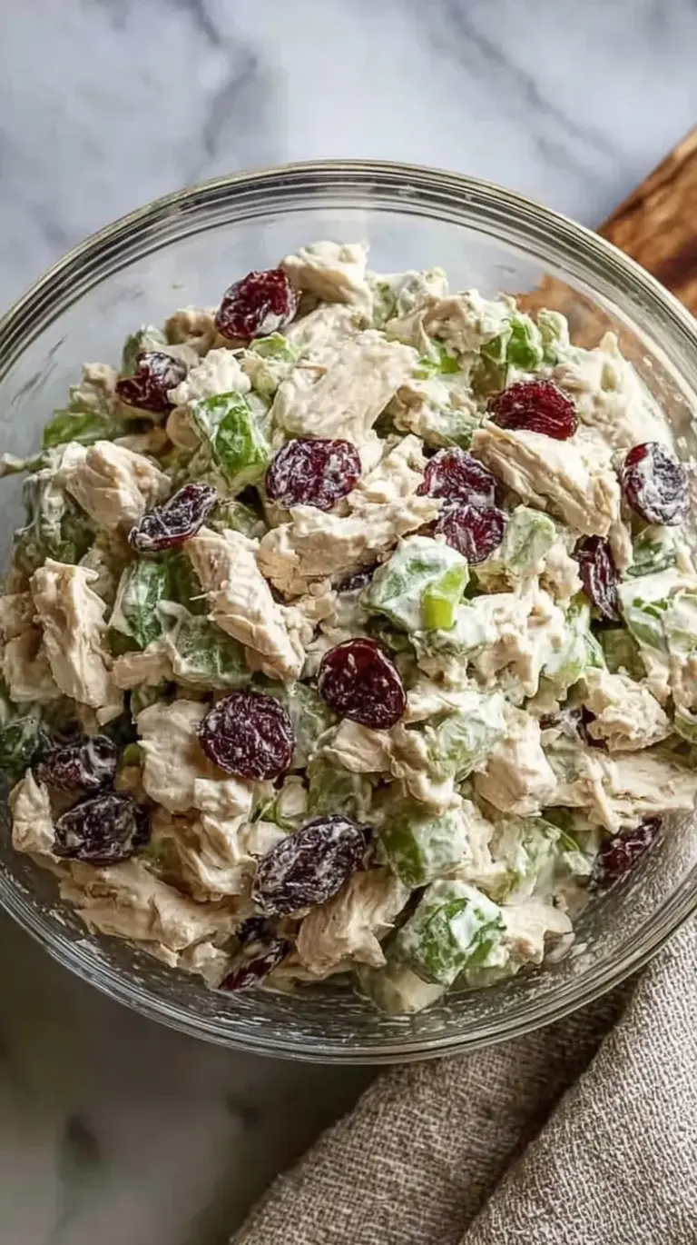 A bowl of healthy chicken salad with grapes and celery on a bed of greens