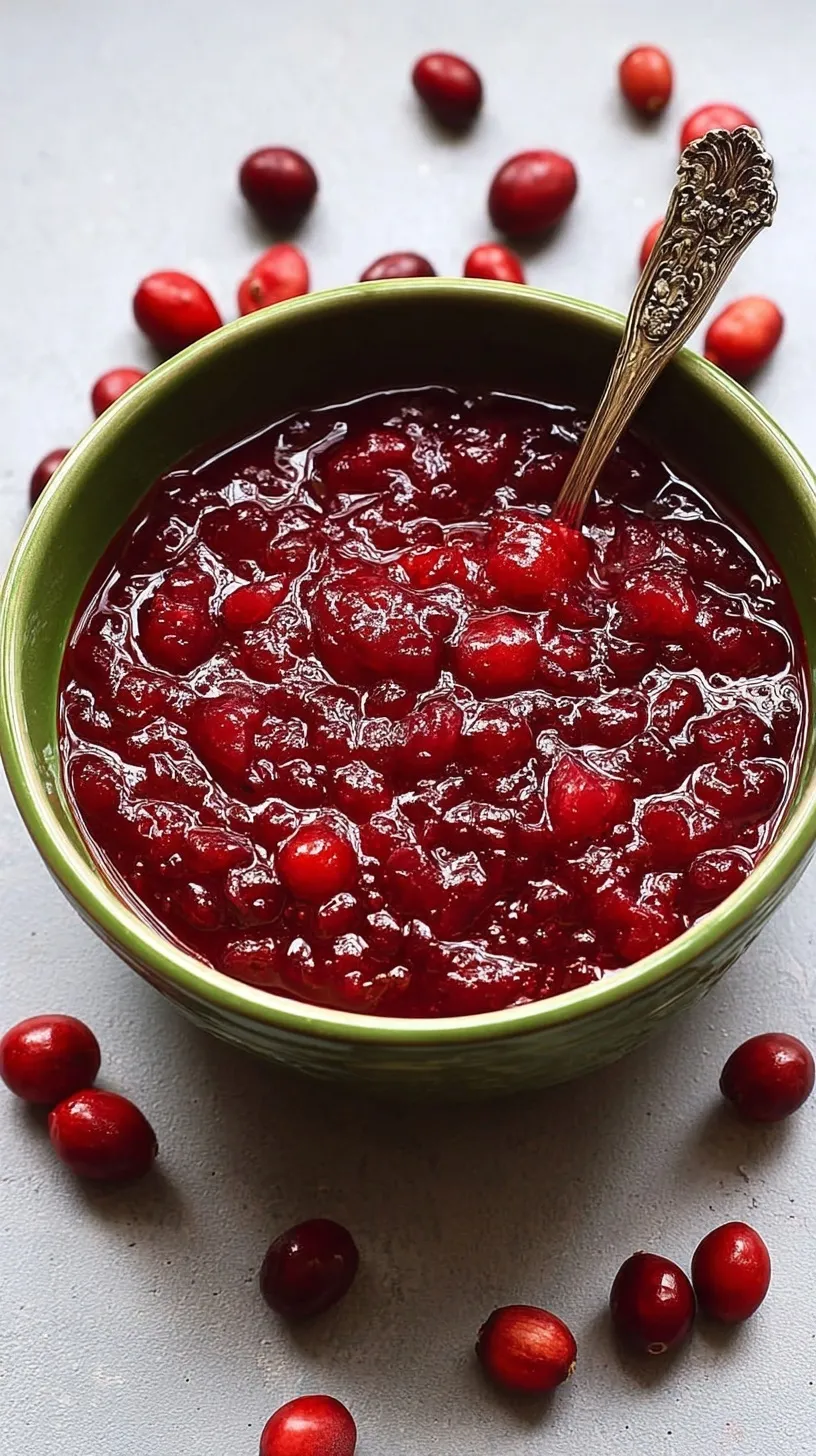 Fresh healthy cranberry sauce in a white bowl with orange zest and a cinnamon stick.