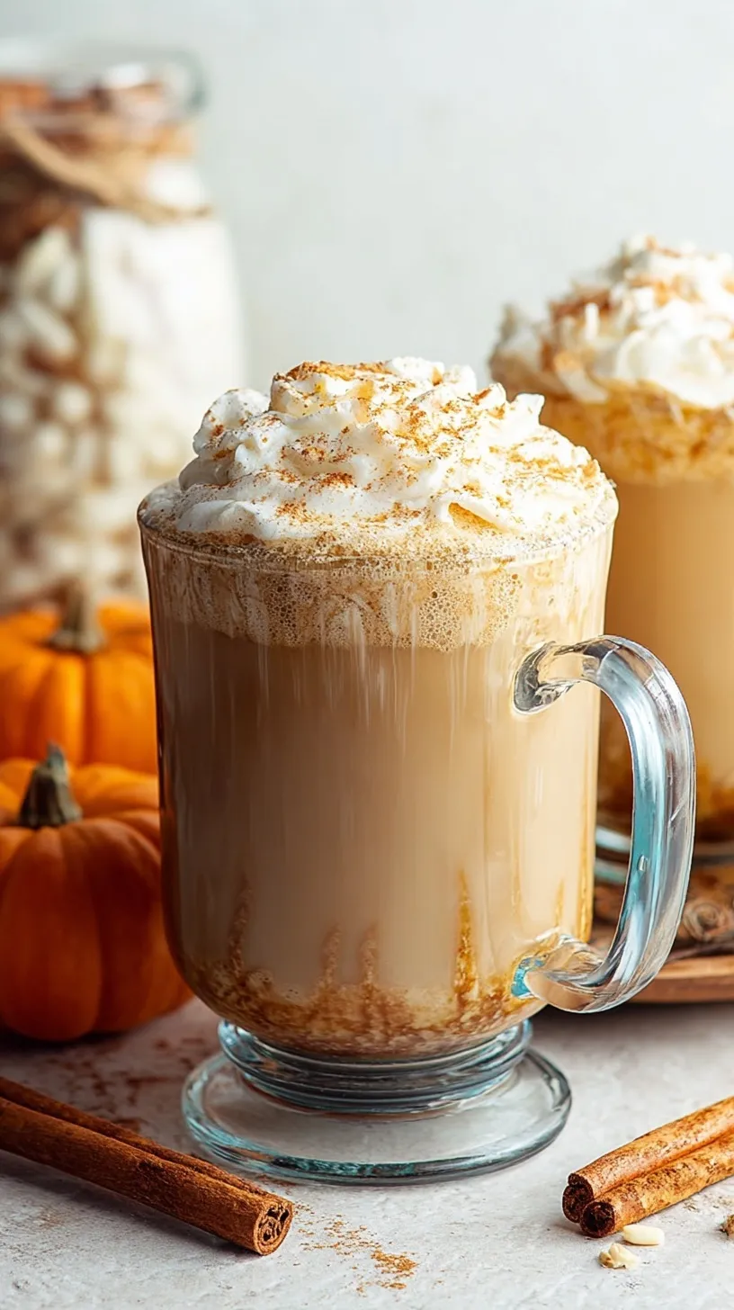 A steaming healthy homemade pumpkin spice latte in a ceramic mug topped with a dash of cinnamon