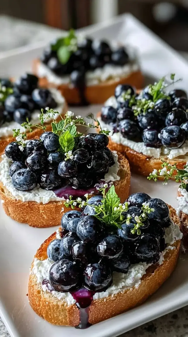 A slice of golden whole-grain toast topped with creamy cottage cheese and warm balsamic-glazed blueberries.