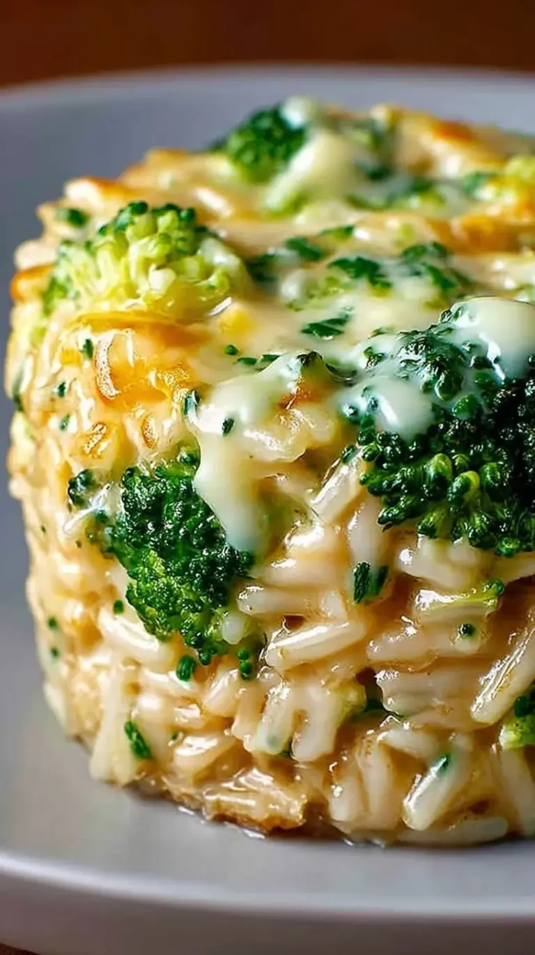 Golden brown broccoli cheddar rice cups in a muffin tin on a wooden board