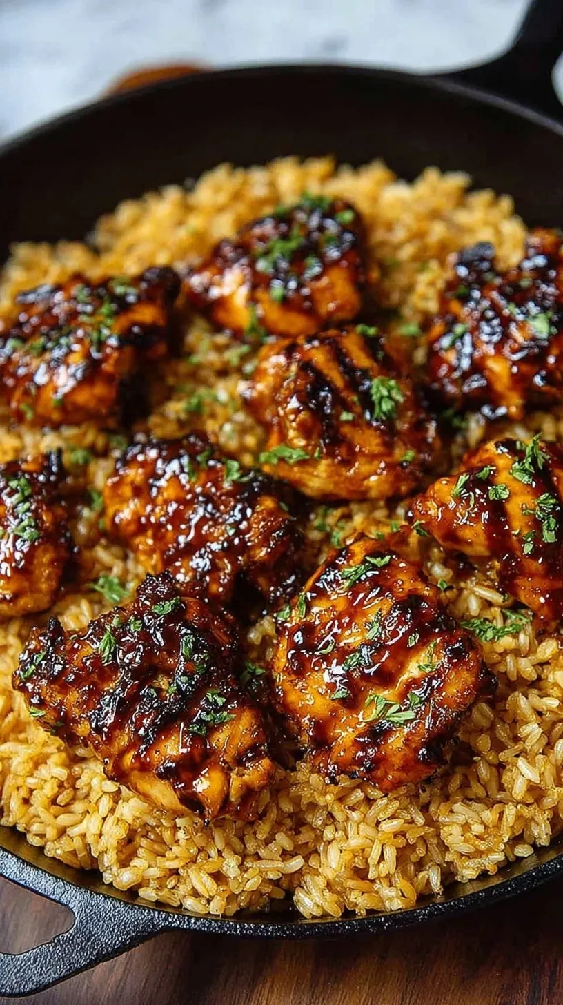 A meal prep container filled with glazed honey BBQ chicken cubes, fluffy jasmine rice, and steamed green broccoli florets.