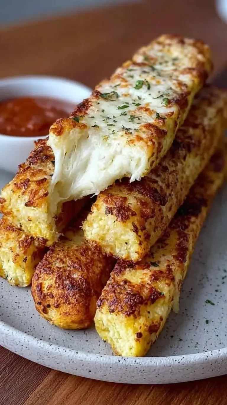 Golden brown cottage cheese breadsticks sliced on a parchment lined baking sheet.