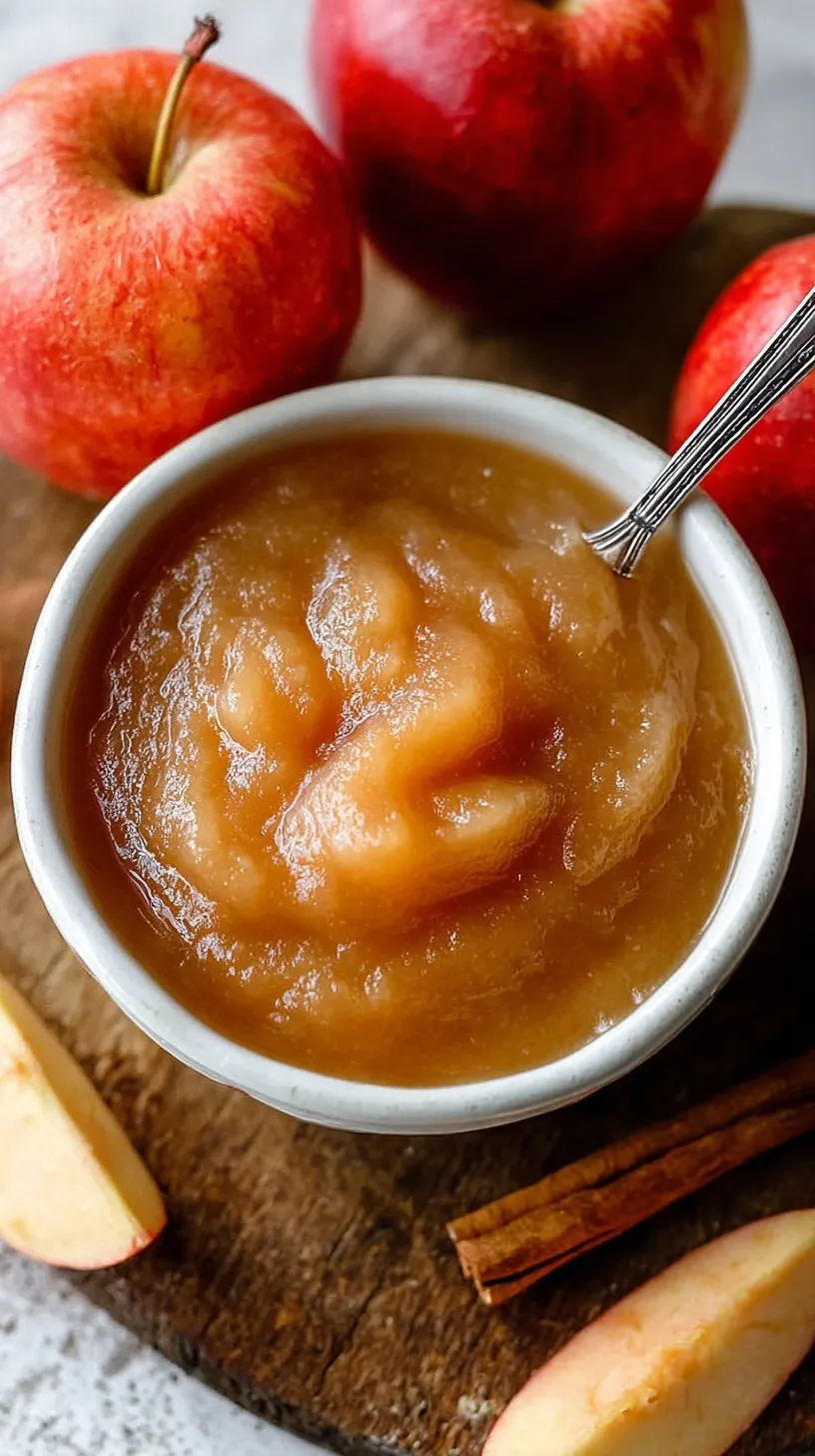 A bowl of warm homemade applesauce sprinkled with fresh ground cinnamon