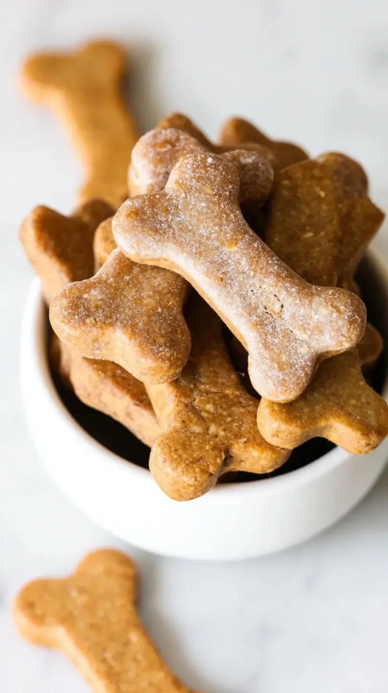 Bone-shaped peanut butter dog treats on a cooling rack