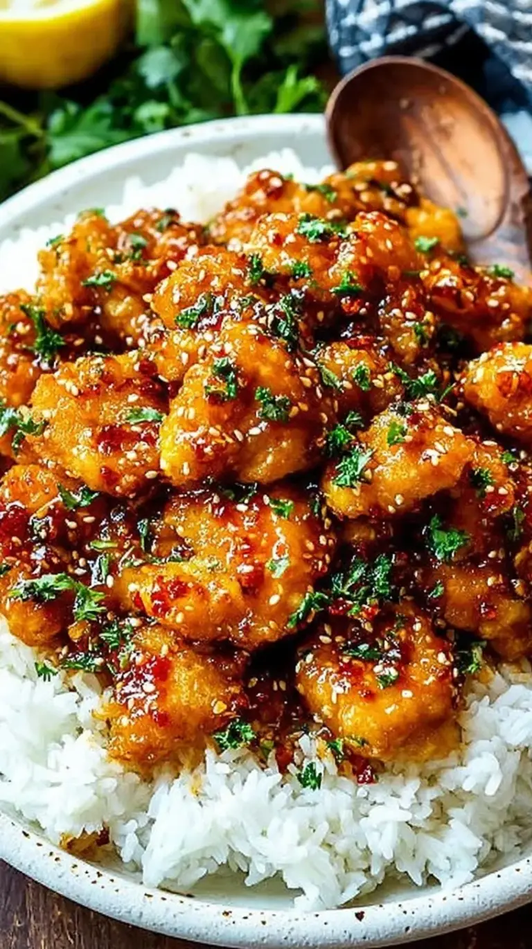Golden pan-seared chicken cubes coated in a glossy honey garlic glaze in a black skillet