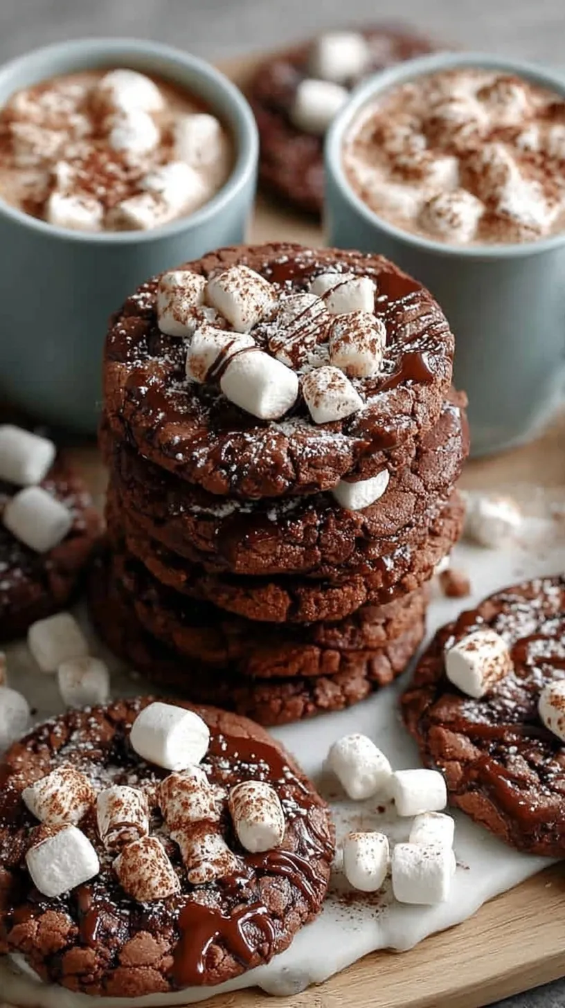 Rich chocolate cookies topped with gooey melted marshmallows on a baking sheet