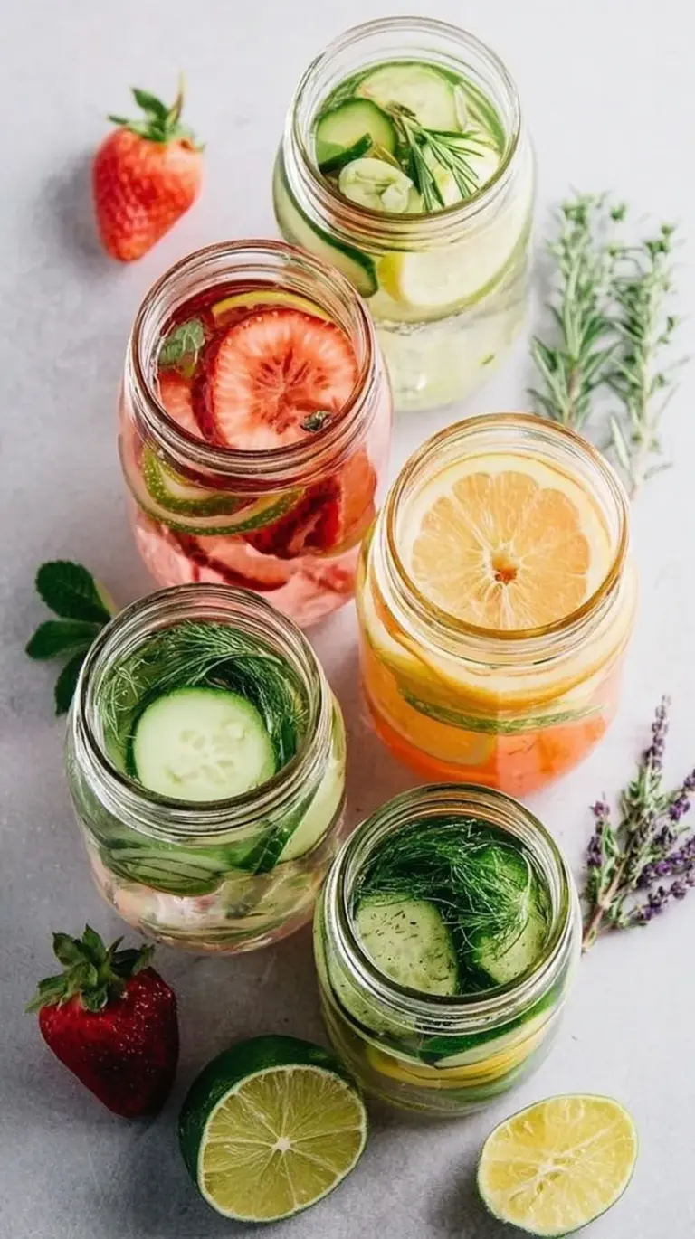 A glass pitcher filled with cucumber slices, fresh mint leaves, and lemon rounds in clear water.