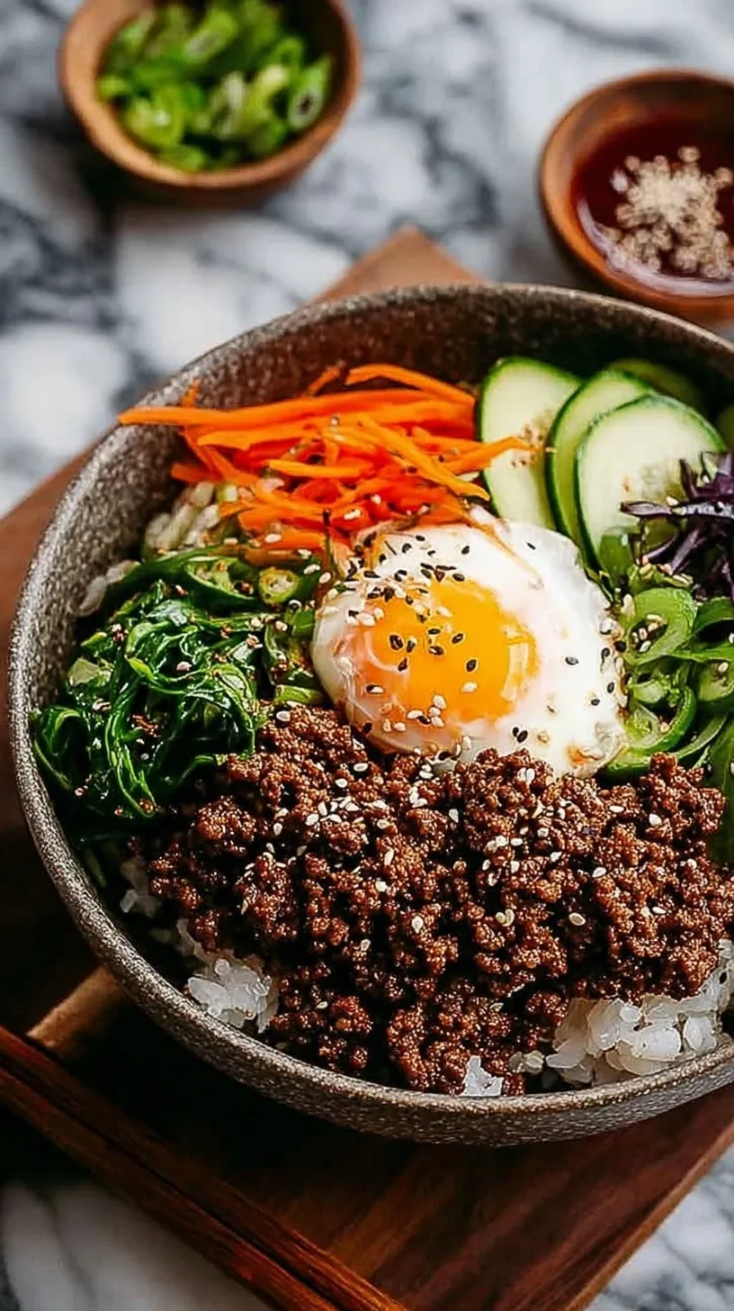 A savory Korean ground beef bowl served over white rice with green onions and sesame seeds.