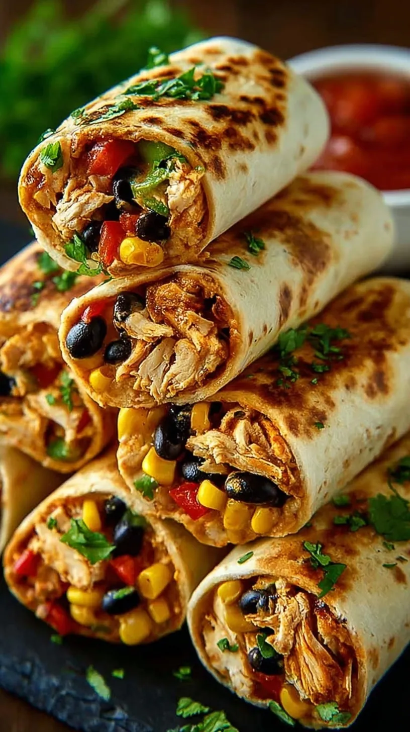 Sliced Southwest chicken roll-ups on a white platter with fresh cilantro