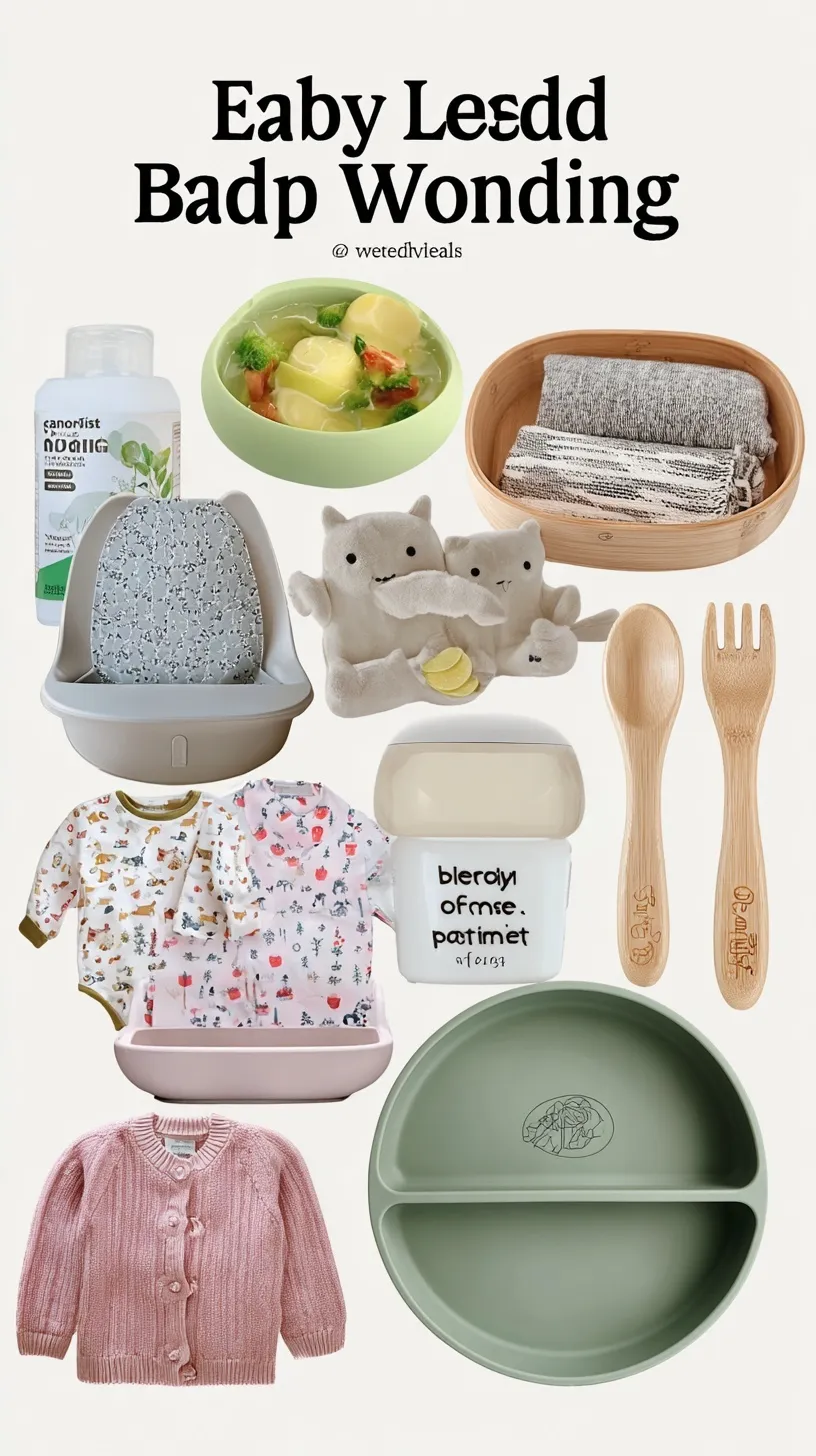 A clean high chair with a silicone suction plate and training spoon ready for a baby's meal.
