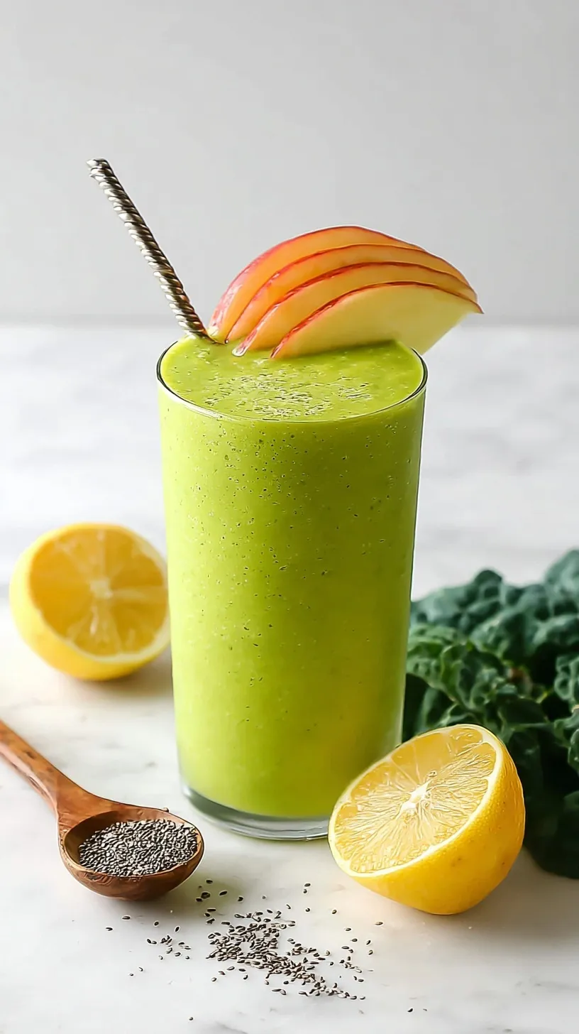 A creamy yellow pineapple smoothie in a glass with a straw on a bright kitchen counter.