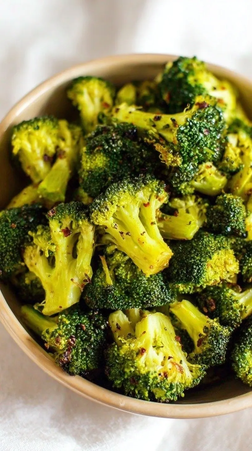 A baking sheet of charred and crispy roasted frozen broccoli florets with garlic and black pepper.