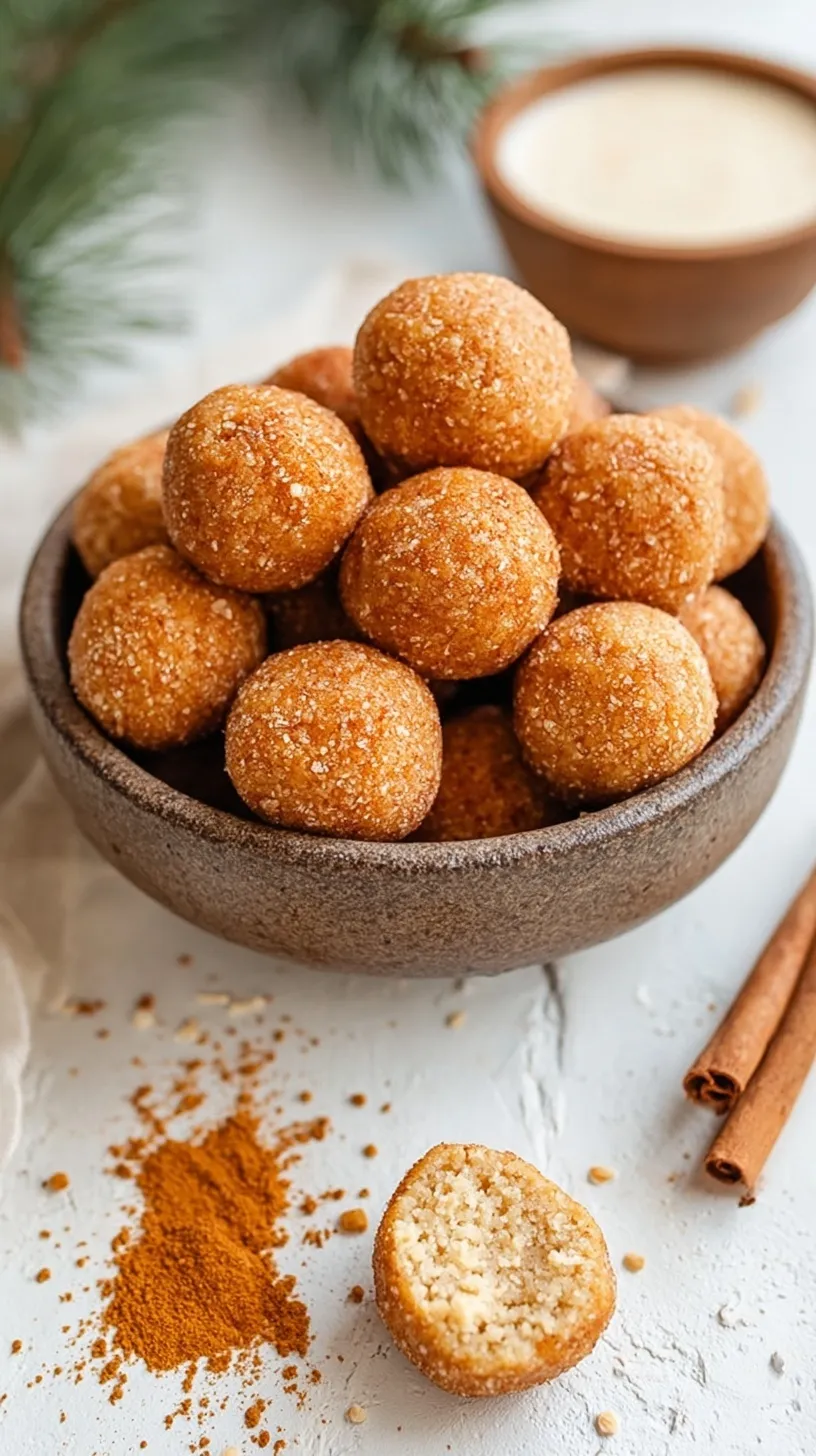 A plate of round snickerdoodle protein balls coated in cinnamon sugar on a parchment-lined tray.