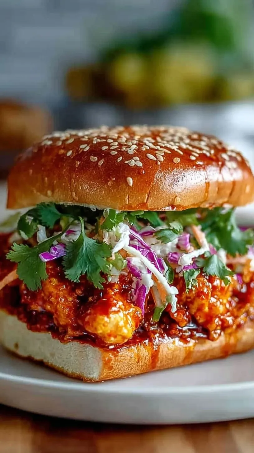 A crispy fried chicken sandwich on a brioche bun with spicy sauce and pickles
