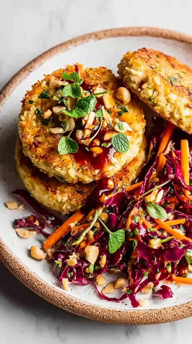 Juicy Vietnamese chicken burger on a toasted brioche bun topped with crunchy ginger slaw and fresh cucumber slices.