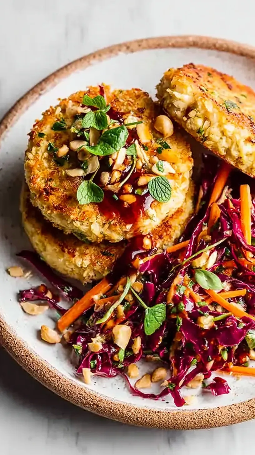 Juicy Vietnamese chicken burger on a toasted brioche bun topped with crunchy ginger slaw and fresh cucumber slices.