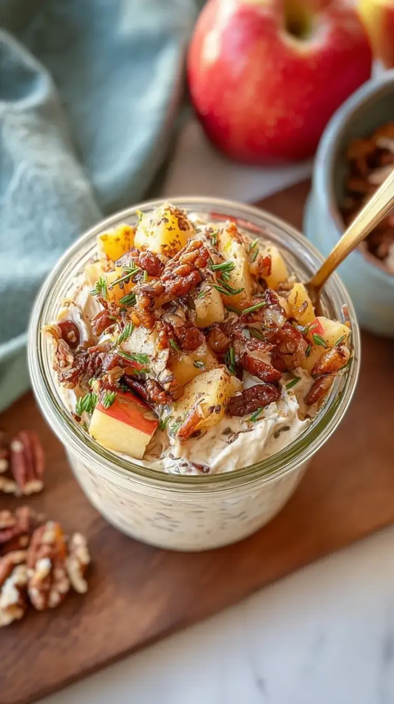 A glass bowl filled with diced Honeycrisp apples coated in creamy Greek yogurt and drizzled with warm peanut butter.