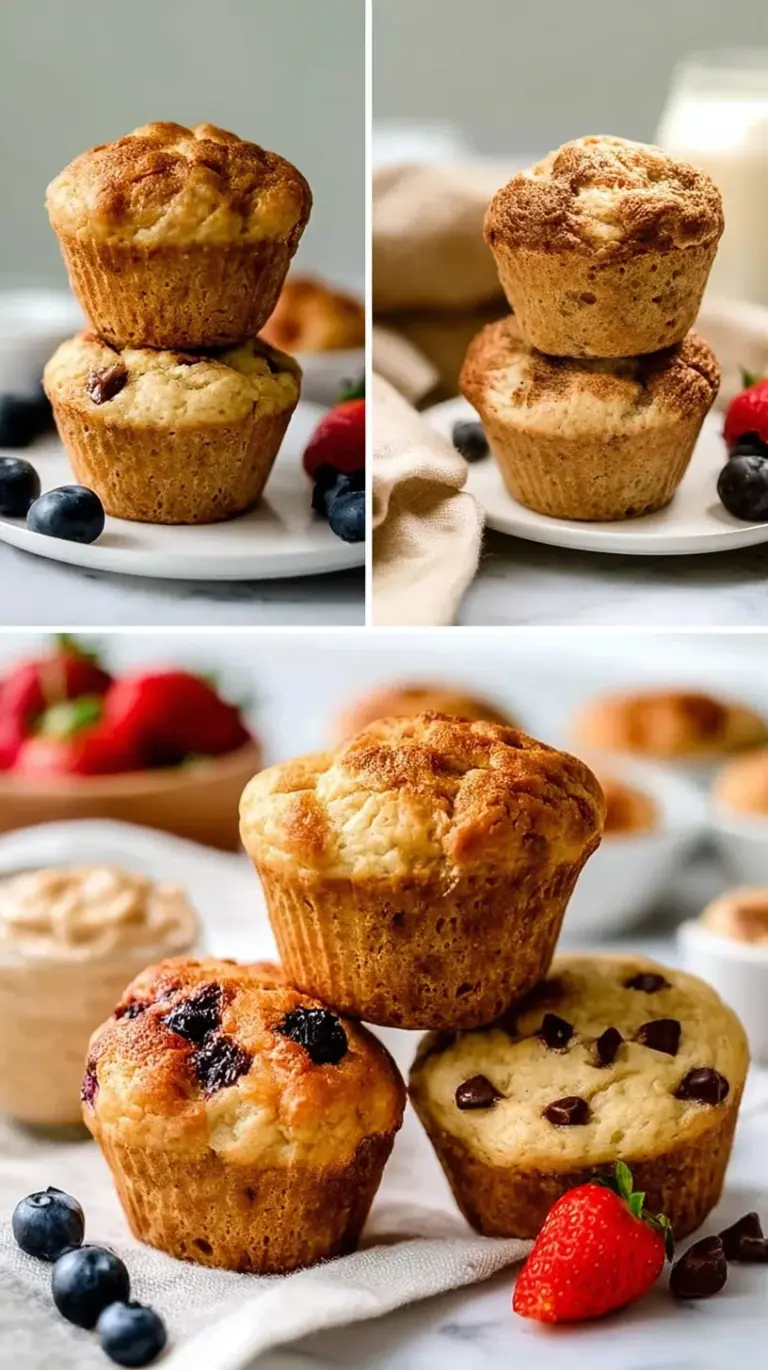 Golden brown yogurt muffins in a tin on a light wooden surface
